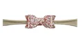 Bandeau bébé avec nœud à paillettes roses et ruban élastique en nylon kaki - No.2 Rose Clair
