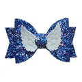 Sparkling dark blue glitter bow with white angel wings for hair accessories - Sapphire Blue