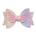 Glitter bow hair clip with pink angel wings and vibrant gradient sequins decoration - Gradient