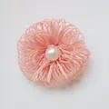 Handmade pink flower brooch with a glossy white pearl center in a minimalist retro style - Snow Bud