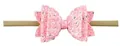 Roze glitter strik hoofdband voor meisjes met een rekbare elastische kaki band - Roze