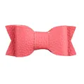 Pink faux leather bow hair clip with litchi texture for girls and sweet babies - Watermelon red