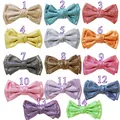 Set of 14 colorful glitter bow hair clips for girls in various sparkling laser colors - Mixed Random