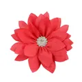 Rode gelaagde chiffon bloem met sprankelende strass voor meisjes kleding decor - Rood