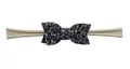 Bandeau bébé en nylon avec nœud à paillettes noires et ruban élastique kaki - No 9 Noir