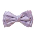 Close-up of 10cm glittery purple bow hair clip featuring a shimmering pearlescent finish - Light Purple