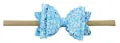 Blauwe glitter strik haarband met golvende randen en zachte nylon elastische band - Blauw