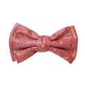 Detail of red leather bow accessory with sparkling silver glitter dots on a white background - Red