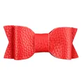 Red faux leather bow hair clip with lychee texture for girls and sweet babies - Red