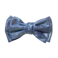 Close-up of a double-layered handmade blue leather bow with holographic sequins and glitter - Royal Blue