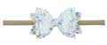 Glinsterende witte babyhoofdband met strik en lovertjes op elastisch nylon in kaki - Stijl 11 Wit