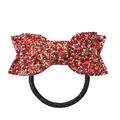 Elastico per capelli con fiocco di paillettes rosse brillanti per bambine - Rosso