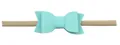 Light blue faux leather bow baby headband with soft beige high elastic nylon band - Light Blue