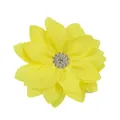 Bright yellow chiffon fabric flower with sparkling rhinestone center for DIY accessories - Yellow