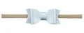 Silver faux leather bow baby headband with soft beige high-elastic nylon band - Silver Gray
