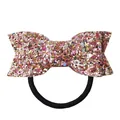 Elastico per capelli con fiocco a coda di rondine di paillettes oro rosa per bambine - Gemma di Neve