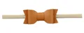 Brown faux leather double-layered swallowtail bow on a beige nylon baby headband - Coffee