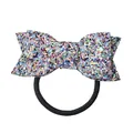 Élastique à cheveux pour fille avec grand nœud orné de paillettes multicolores - Gris Violet