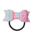 Élastique à cheveux avec nœud en paillettes dégradées pour filles en violet et bleu - Dégradé Rose Rouge