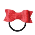Rote Haargummi-Schleife aus Kunstleder mit Litschi-Muster und elastischem Gummiband - Rot