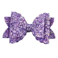 Cute purple sequin glitter hair clip with swallowtail bow design for little girls - Purple