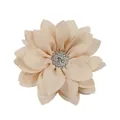 Elegant champagne chiffon fabric flower with crystal center for clothing and DIY shoes - Khaki