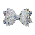 Lazo de purpurina blanca de 9cm con lentejuelas coloridas para decoraciones de DIY - Blanco
