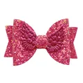 Sparkly pink sequin bow hair accessory with 3D angel wings detail for girls - Dark Rose Red