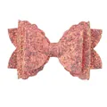 Lindo lazo para el cabello de doble capa con lentejuelas rosas brillantes para niñas - Rosa oscuro