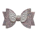 Sparkly purple glitter hair bow with silver angel wings for girls hair accessory - Gray