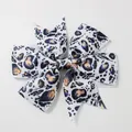 Dettaglio del fiocco per capelli in nastro grosgrain con stampa leopardata per bambine - Stile 1 (Leopardo Colorato)