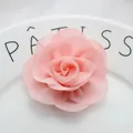 Pink handmade double-layer chiffon fabric flower with pearls for DIY hair accessories - Light Watermelon Red