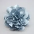 Handmade dusty blue chiffon fabric flower with layered petals for apparel and hair decor - Navy Blue