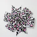 Fiocco per capelli per bambine in nastro grosgrain con stampa leopardata e cuore a coda - Stile 2 (Cuore Leopardato)