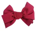 Burgundy 5-inch large textured corn grain fabric bow hair clip for children and girls - Burgundy
