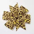 Fiocco per capelli leopardato fatto a mano in nastro grosgrain per bambine a strati - Stile 14 (Leopardo Marrone Classico)
