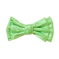 Sparkly green glitter double-layer leather bow with handmade sequin texture - Autumn Green