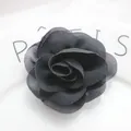 Handmade black chiffon 3D layered flower accessory with 6cm petals for DIY hairpins - Black