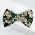 Papillon scintillante con paillettes leopardate oro, verde e nero per feste - Verde