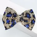 Sparkling leopard print sequin bow accessory in gold, black, and blue for DIY fashion - Sapphire Blue