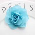 Light blue multi-layered chiffon fabric flower accessory for DIY hair clips and shoes - Dark Blue