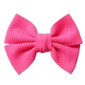 Handmade bright pink waffle knit double bow accessory for hair and apparel decoration - Hot Pink