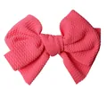5-inch coral pink waffle texture bow clip for girls with elastic fabric material - Watermelon red