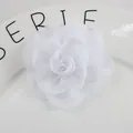 6cm handmade white chiffon fabric camellia flower accessory with layered petals - White