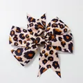Fiocco per capelli leopardato in nastro grosgrain per bambine con design elegante - Stile 3 (Leopardo Beige)