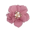 Detail of pink chiffon flower with central pearls and rhinestones for hair accessories - Flat Pad / Dust Rose