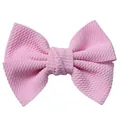 Pink waffle texture 4.5 inch double bow hair clip for girls with a soft knit design - Pink