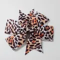 Fiocco per capelli per bambine in nastro grosgrain con classica fantasia leopardata chic - Stile 4 (Leopardo Scuro)