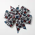 Fiocco per capelli in nastro grosgrain con elegante stampa leopardata bianca nera rossa blu - Stile 5 (Leopardo Blu Rosso)