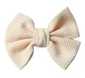 4.5-inch light beige waffle texture double bow hair clip for girls and babies - Beige